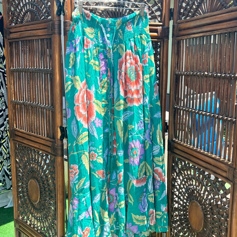 Rachel Zoe Blue Pleated A-Line Maxi Skirt Resort Wear